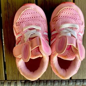 Pink ASICS bunny ear sneakers, little girls size 4.